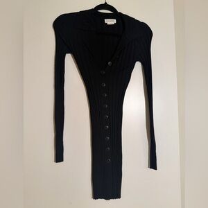 REVOLVE lovers and friends Black Ribbed Button-Up Dress